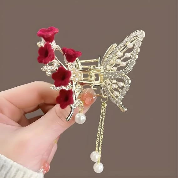 Butterfly Rhinestone Hair Claw Clip