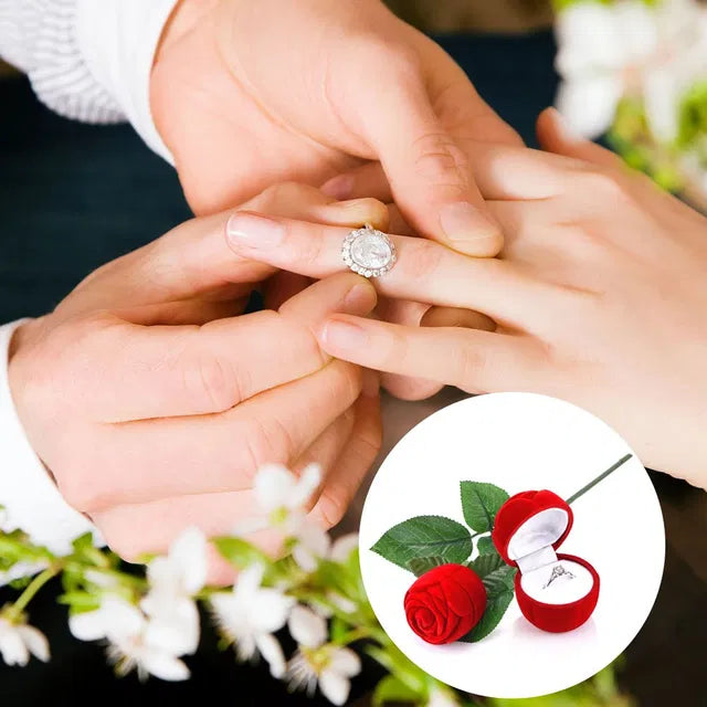 Valentine Red Rose Crystal Proposal Ring